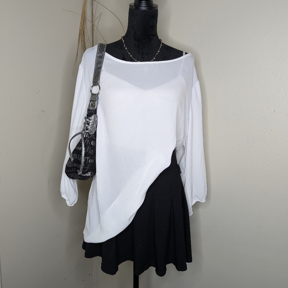 Plus Size White Sheer Ruffle Blouse